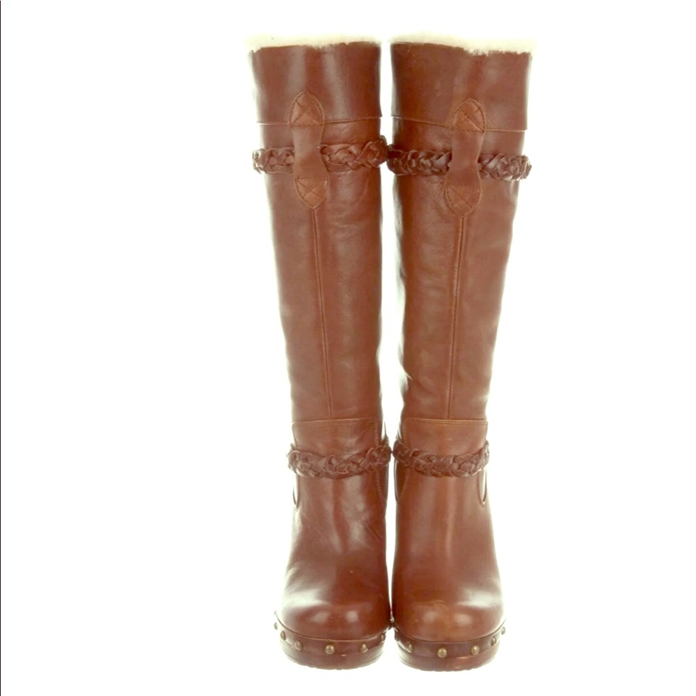 UGG SAVANNAH LEATHER & SHEARLING BOOTS